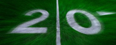 Football field green grass white yard markers to touchdown competition game zoom motion clipart