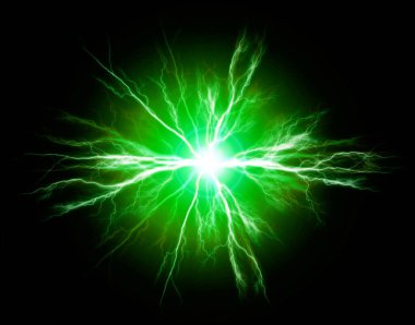 Şok edici enerjinin karanlık plazma cıvatalarında saf güç ve elektriğin patlaması ışıkla parlayıp çatırdıyor.