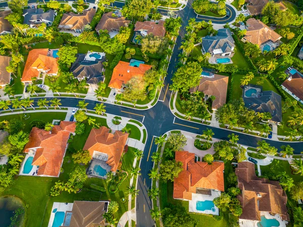 Aerial Drone Photo Luxury House Weston Florida Usa — стокове фото