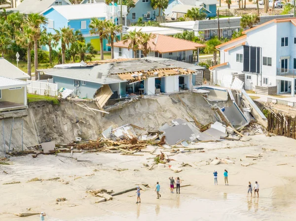 stock image Beach homes collapse aftermath Hurricane Nicole Daytona Florida