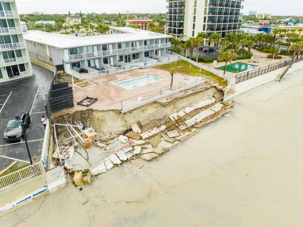 Морские Стены Сооружения Сброшенные Ураганом Николь — стоковое фото
