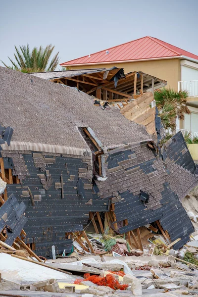 Domy Nad Morzem Całkowicie Zniszczone Przez Huragan Nicole Daytona Beach — Zdjęcie stockowe