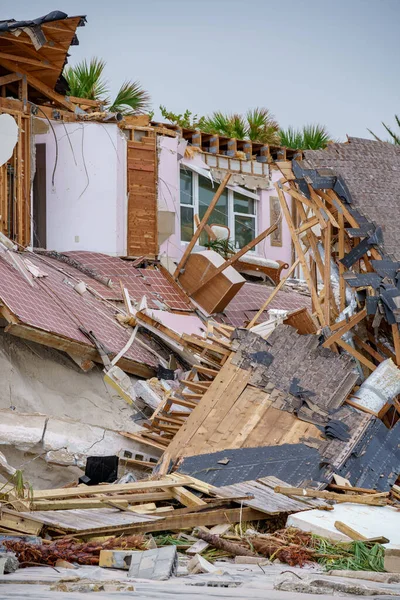 Casas Beira Mar Completamente Destruídas Pelo Furacão Nicole Daytona Beach — Fotografia de Stock