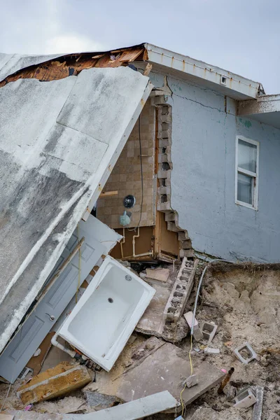 Beachfront Huizen Volledig Verwoest Door Orkaan Nicole Daytona Beach — Stockfoto