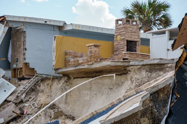 Дома Берегу Моря Полностью Разрушены Ураганом Николь Дейтона Бич — стоковое фото