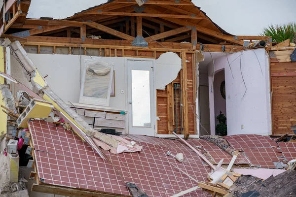 Casas Frente Mar Completamente Destruidas Por Huracán Nicole Daytona Beach — Foto de Stock