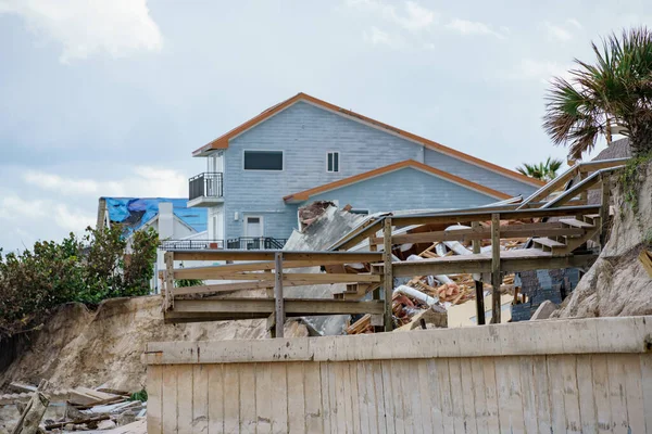 Pasarela Playa Destruida Por Huracán Nicole Daytona — Foto de Stock