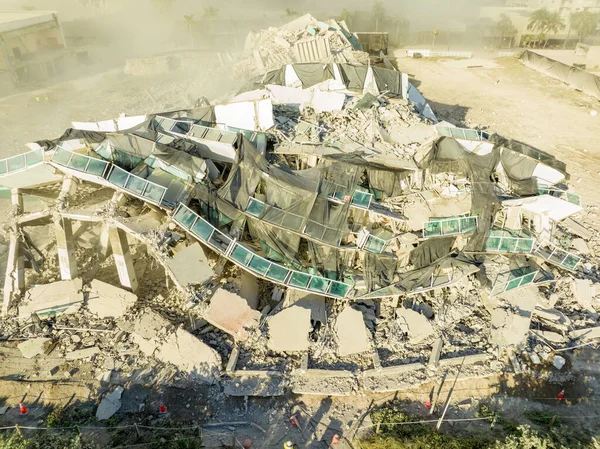 Drone Aéreo Foto Hotel Deauville Momentos Depois Sua Implosão — Fotografia de Stock