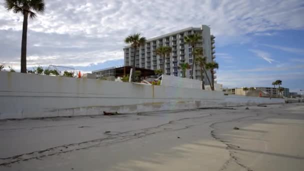 ハリケーン ニコル後のデイトナビーチ激しい浸食 — ストック動画