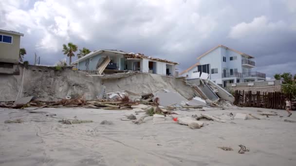 Nicole Kasırgası Tarafından Yıkılan Daytona Plaj Evleri — Stok video