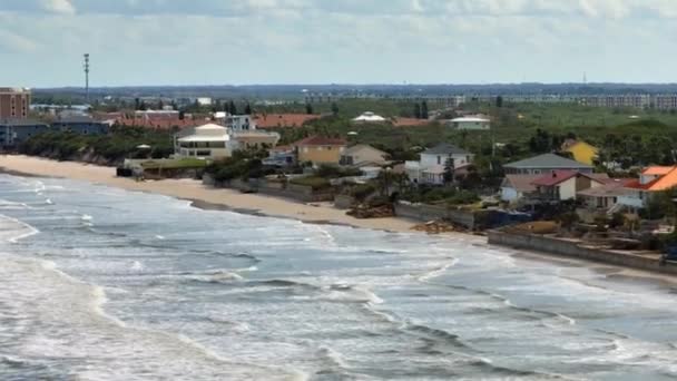 Aerial Zoom Casas Drones Destruidas Por Huracán Nicole Daytona Beach — Vídeos de Stock