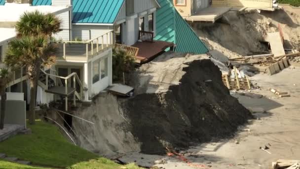ハリケーン ニコルによって破壊されたデイトナビーチの空中7Xテレフォトビデオホーム — ストック動画