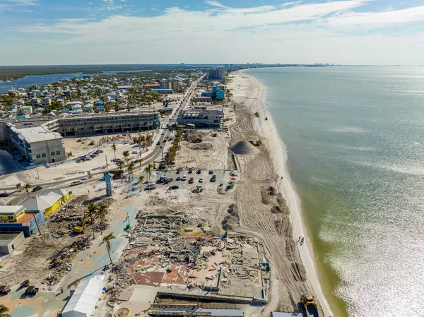 stock image Aerial drone photo Fort Myers Beach Hurricane Ian aftermath and recovery