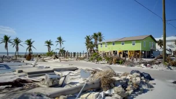 Orkanen Ian Spolade Bort Strandnära Hem Fort Myers Beach — Stockvideo