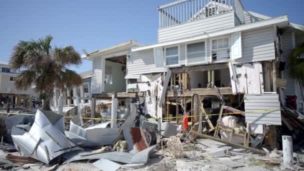 Дома Полностью Разрушены Ураганом Йен Motion Video Shot Fort Myers — стоковое видео