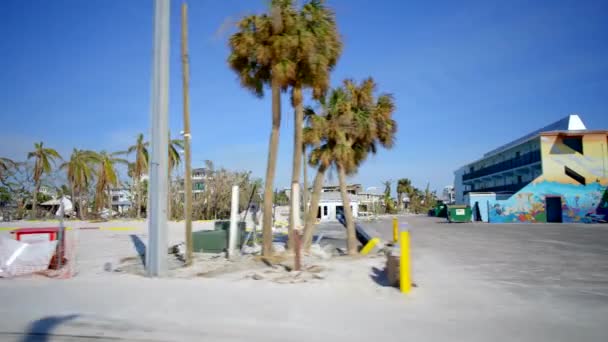 Sidovy Från Bilfönstret Fort Myers Sanering Och Reparation Efter Orkanen — Stockvideo