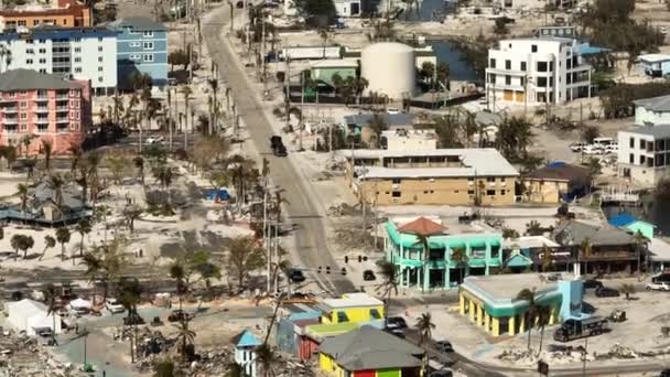 Aerial Zoom Clip Estero Boulevard Fort Myers Gwałtownym Huraganie Ian — Wideo stockowe