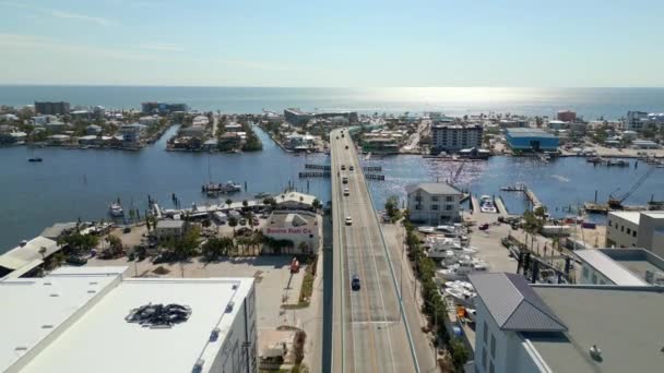 Matanzas Pass Bridge Mit Luftdrohne Fort Myers Florida Usa Erschossen — Stockvideo