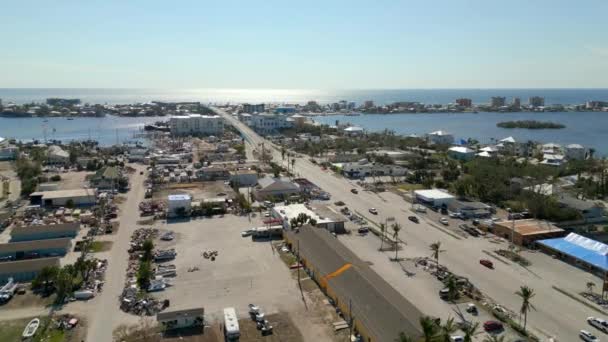 Aerial Video San Carlos Blvd Fort Myers Beach 飓风伊恩过后 — 图库视频影像