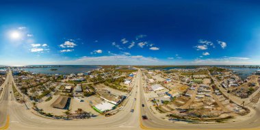 Hava aracı 360 küresel panorama Fort Myers Florida Kasırgası Ian kasırgası sonrası