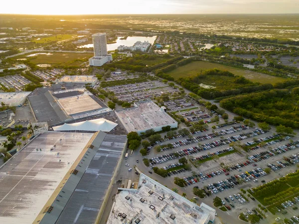 Sunrise, FL, USA - November 27, 2022: Aerial drone photo of Sawgrass Mills shopping mall Sunrise FL