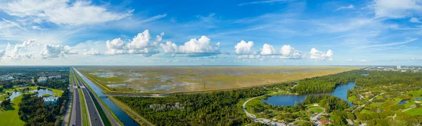 Aerial drone photo of Florida Everglades NW of Sawgrass Expressway and I75