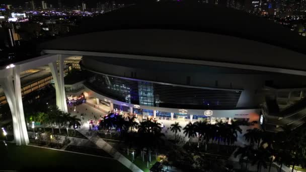 Miami Usa December 2022 Night Aerial Drone Video Loandepot Park — Stock videók