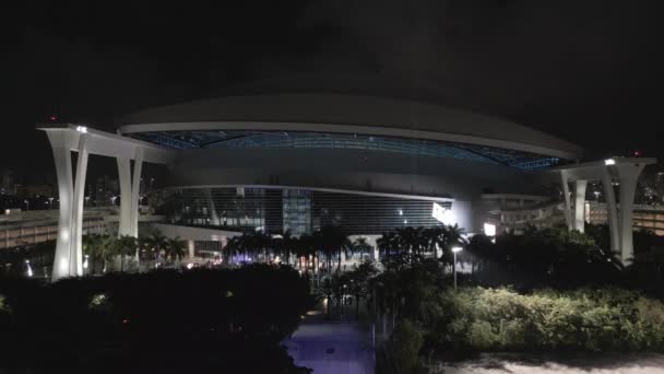 Miami Usa December 2022 Night Aerial Video Loandepot Stadium — Stock Video