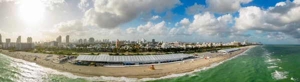 Foto Aerea Miami Beach Art Basel 2022 Tende Sulla Sabbia — Foto Stock