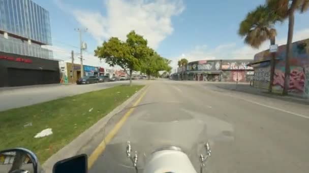 温伍德迈阿密的摩托车旅游业务 — 图库视频影像