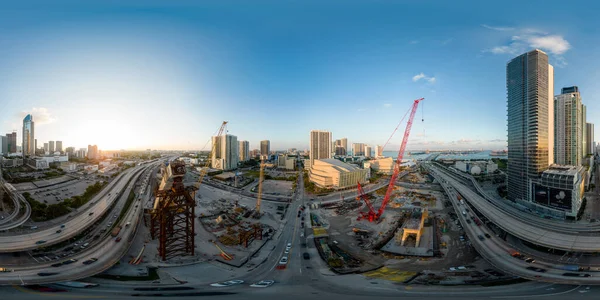 Aerial 360 Spherical Panorama Miami Signature Bridge — Stock Photo, Image