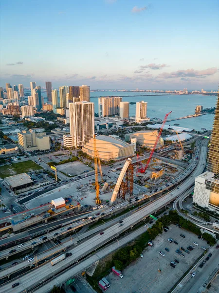 Miami Usa December 2022 Luftdrone Foto Den Nye Signature Bridge - Stock-foto