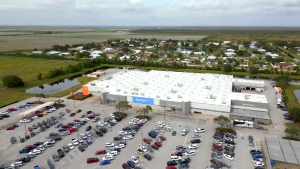 Aerial Wyciągnął Strzał Clewiston Walmart — Wideo stockowe