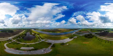 Hava 360 vr küresel fotoğraf John Stretch Park Clewiston FL ABD gölü okeechobee