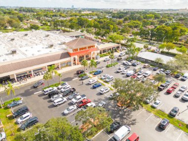 Davie, FL, USA - January 3, 2022: Aerial photo Davie Tower Shops Home Depot clipart