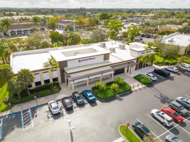 Davie, FL, USA - January 3, 2022: Aerial photo Davie Tower Shops Planet Fitness clipart