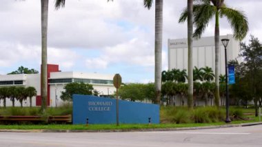 Broward College entrance sign Davie FL USA 8k static video clip