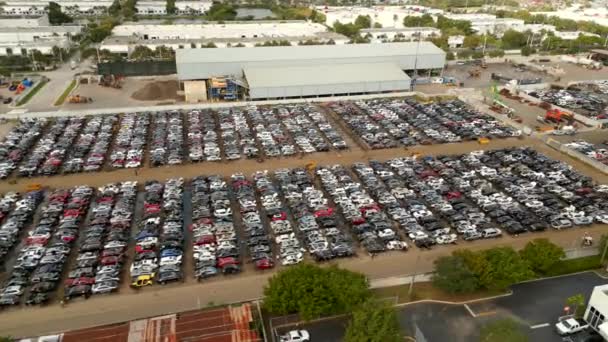 Aerial Video Industrial Automotive Junk Yard Salvage Yard — Vídeos de Stock