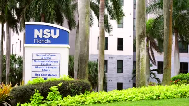Nsu Florida Sign Davie Florida Nova Southeastern University — Vídeo de stock