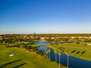 Plantation, FL, USA - January 6, 2022: Aerial photo of the Lago Mar Country Club in Plantation Florida