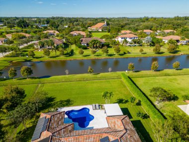 davie, FL, USA - January 6, 2022: Aerial photo luxury mansions at Parkside Estates development