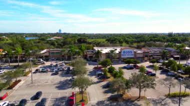 Aerial video Ross Dress For Less and Dollar Tree stores in Davie FL
