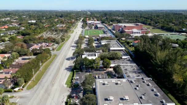 Aerial Drone Flyover American Heritage Private School Plantation Florida — Stock Video