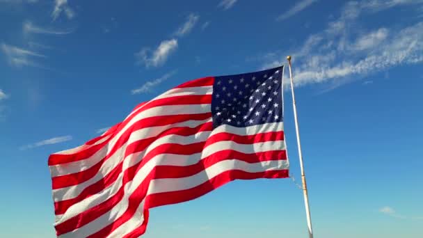 Amerikai Zászló Szél Csapkodva — Stock videók