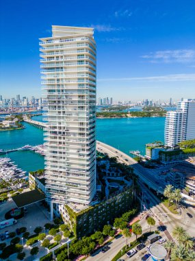 Miami Beach, FL, USA - January 10, 2023: Aerial photo Icon Condominium South Beach waterfront