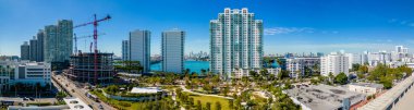 Miami Beach, FL, USA - January 10, 2023: Aerial photo Miami South Beach Five Park under construction