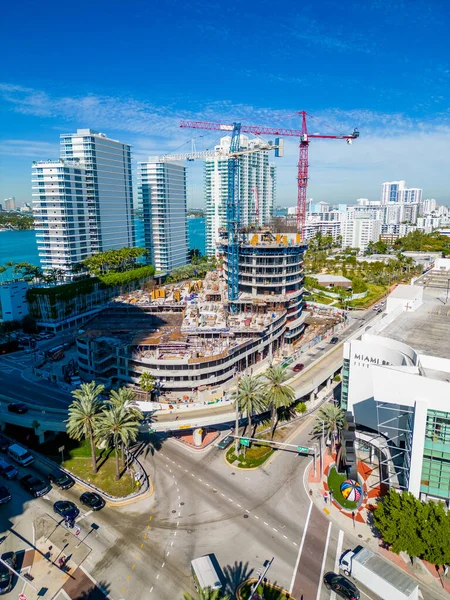 Miami Beach Usa Januari 2023 Flygfoto Fem Park Byggarbetsplats Miami — Stockfoto