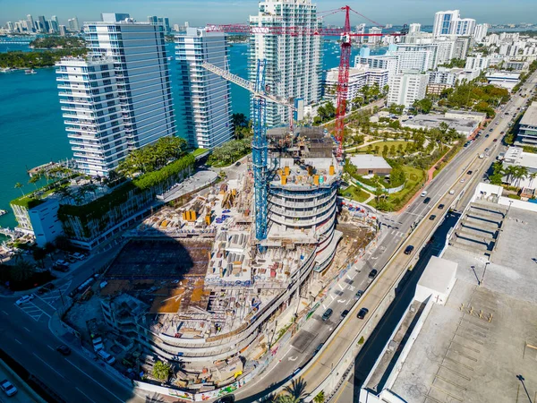 Miami Beach Usa January 2023 Aerial Photo Five Park Construction — Stockfoto