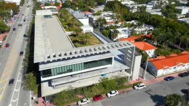 Aerial drone video Baptist Health building Miami Beach