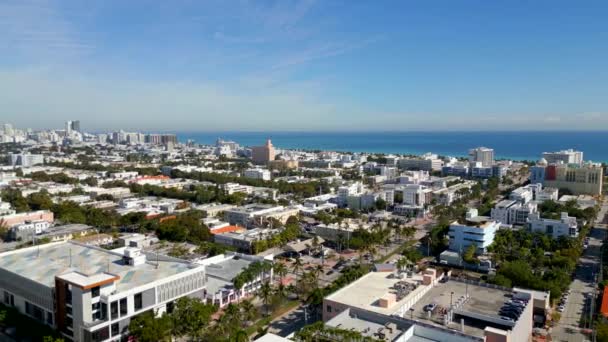 Aerial Panorama Miami Beach Beautiful Sunny January Day — Vídeos de Stock